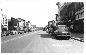 Big Rapids Michigan~Downtown Street Scene~Burch's Cafe~Binney Auto~1951 RPPC