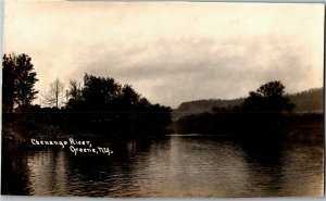 RPPC View of Chenango River, Greene NY Vintage Postcard I31