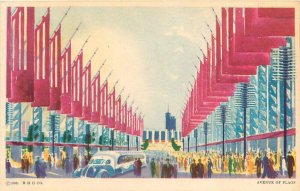 Postcard 1938 Illinois Chicago Exposition Avenue of Flags Donnelley IL24-1310