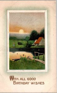 With all good Birthday Wishes - embossed insert - c1908