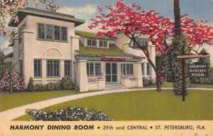 St Petersburg Florida Harmony Dining Room Linen Vintage Postcard AA24260