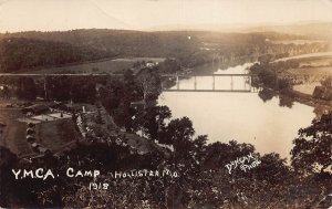J76/ Hollister Missouri RPPC Postcard c1918 YMCA Camp Birdseye Bridge 421