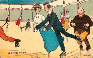 1908 Roller Skating Recreation artist impression postcard Valentine 657