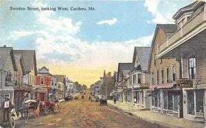 Caribou ME Dirt Sweden Street View Store Fronts Looking West Postcard