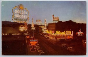 Gambling~Las Vegas Nevada~Birdseye Fremont St At Dusk~Golden Nugget~Vintage PC