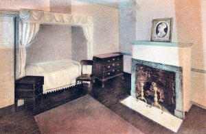 VINTAGE POSTCARD PRESIDENT MADISON'S ROOM AT MONTICELLO VIRGINIA - HANDCOLORED