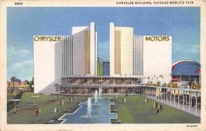 Chrysler Motors Building Chicago Worlds Fair 1933 linen postcard