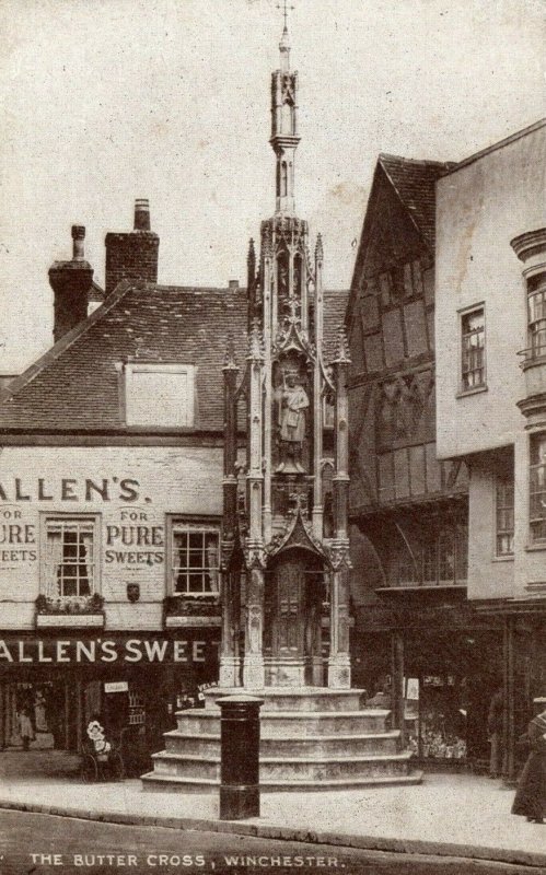 c. 1910 Allen's Sweets The Butter Cross Winchester Englander Postcard P31