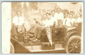 Flying High in Cedar Rapids Iowa~Men in Car~Circus & Sideshow Studio~1913 RPPC