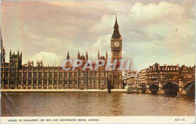 Modern Postcard House of Parliament Big Ben and Westminster Bridge London
