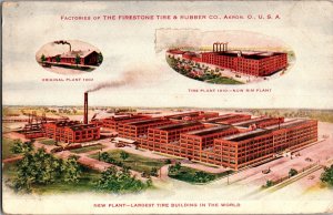 Firestone Tire and Rubber Factories, Akron OH Vintage Postcard L80