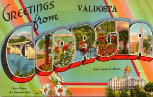 Georgia Greetings From Valdosta Large Letter Linen