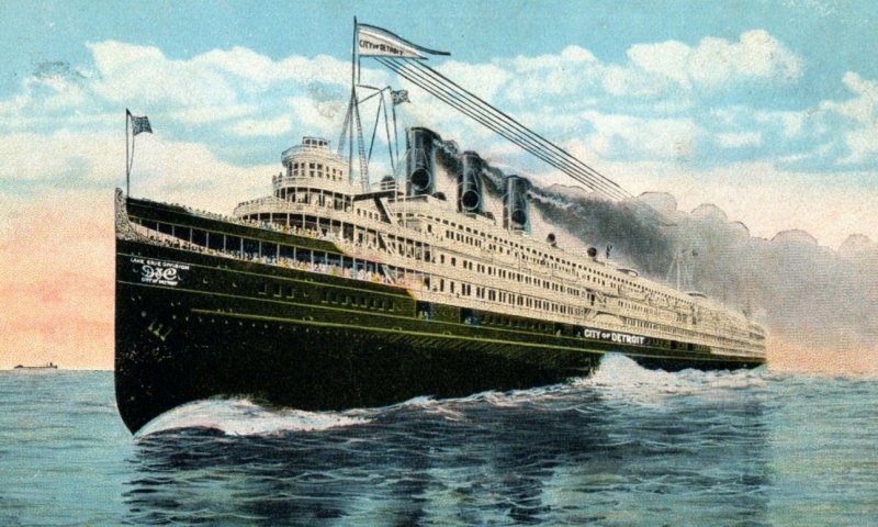 C. 1910 D & C Line Steamer SS City Of Detroit III Steamship Postcard 2 P217