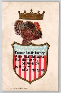 Thanksgiving Greetings American Turkey King Of All Game Postcard V21