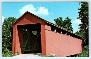 ENOCHSBURG, Indiana IN ~ COVERED BRIDGE Stockheughter Bridge c1960s Postcard