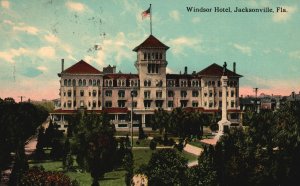 Vintage Postcard 1913 Windsor Hotel Building Jacksonville Florida H&WB Drew Co.