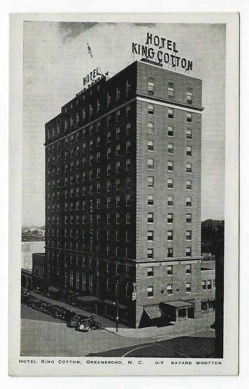 Greensboro, North Carolina  Vintage Postcard View of Hotel King Cotton