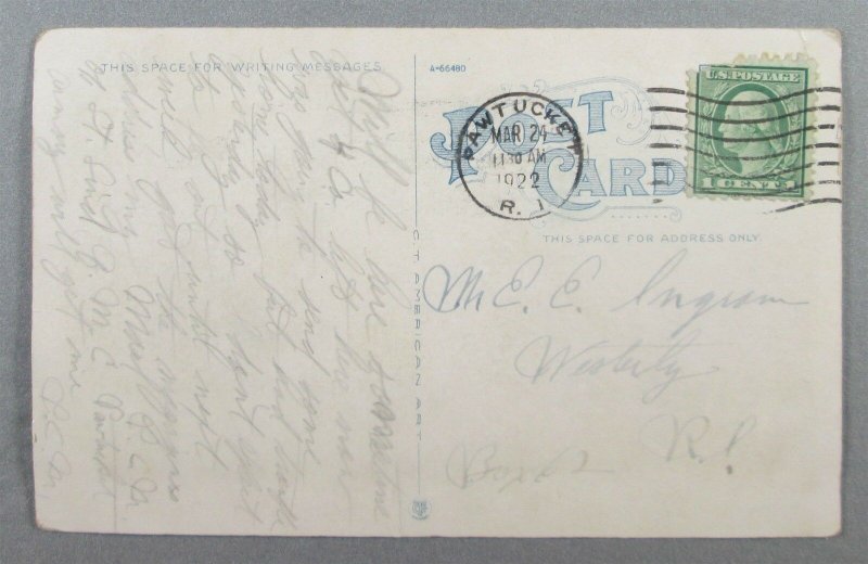 The Armory, Pawtucket, RI 1922 Postcard (#5632)