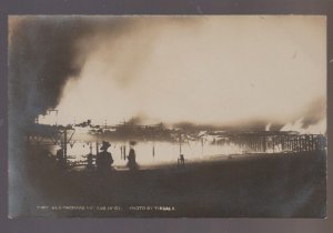 Old Orchard Beach MAINE RPPC 1907 FIRE Ruins DISASTER Pier Buildings NIGHT SHOT!