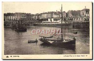 Postcard Old Fishing Boat Dieppe L & # 39avant port and Quai Henri IV