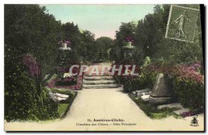 Postcard Old Cemetery of Asnieres Clichy Allee Dogs Main