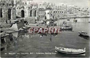 Postcard Modern Malta St Julians Bay Fishermen Resting Place