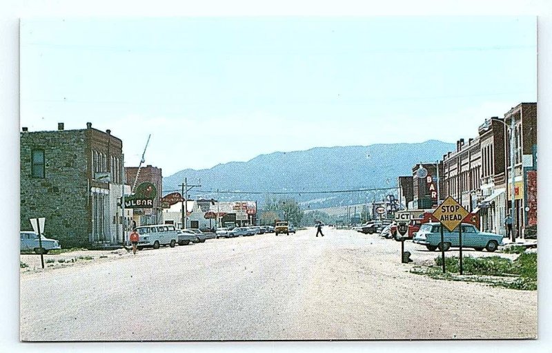 BOULDER, MT Montana ~ Street Scene OWL BAR c1960s Cars Jefferson County Postcard