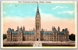 Postcard Ottawa Ontario c1920s Main Parliament Buildings