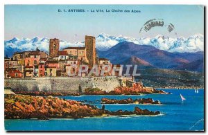 Old Postcard The City Antibes La Chaine des Alpes