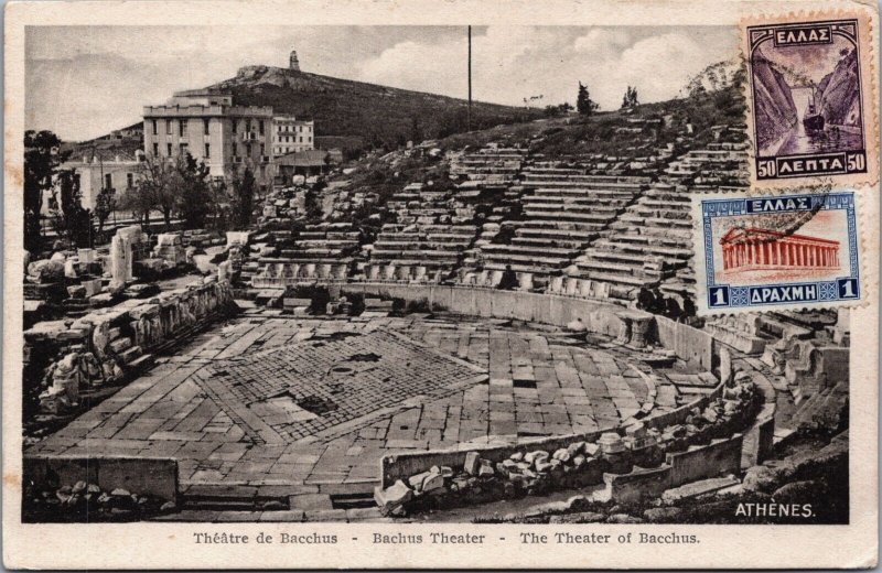 Greece Athens The Theater of Bacchus Vintage Postcard C158