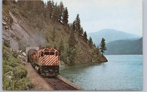 CP Rail Freight Train, Moyie Lake, Yahk, British Columbia, Vintage Postcard