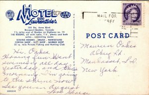 Vtg Beauport Quebec Canada Hotel Motel des Laurentides Restaurant Postcard