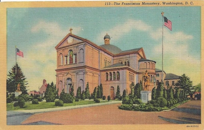 The Franciscan Monastery, Washington, D. C. Vintage Linen Postcard  