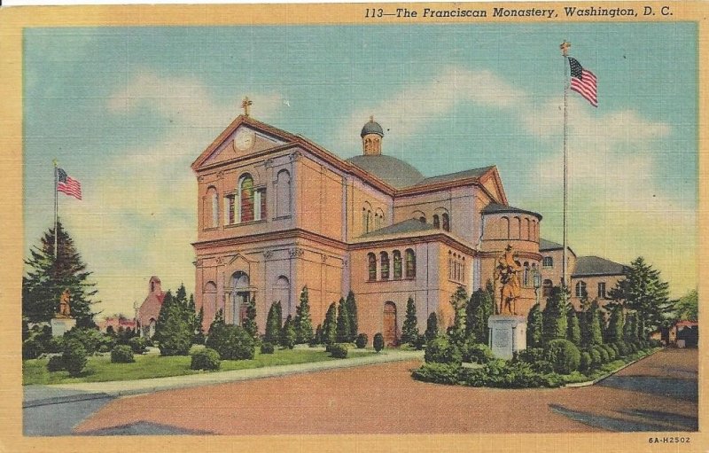 The Franciscan Monastery, Washington, D. C. Vintage Linen Postcard