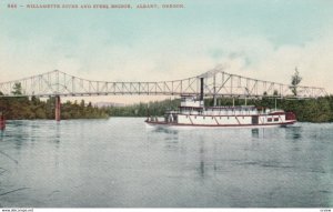 ALBANY, Oregon, 1900-10s; Williamette River & Steel Bridge, Paddle Wheel Boat