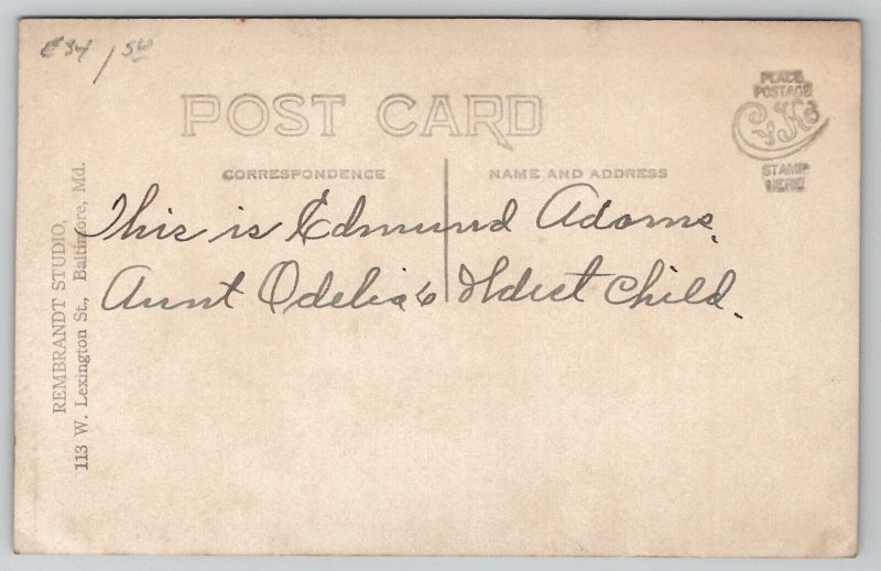 RPPC Maryland Cute Boy George Edmond Adams / Edelman Murphy Family Postcard H24