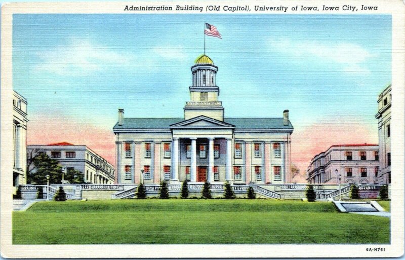 Iowa City Postcard 1930s University of Iowa Administration Building Capitol LE