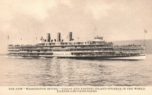 Vintage Postcard 1910's The New Washington Irving Finest Fastest Inland Steamer