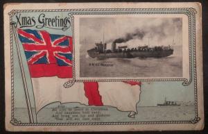 Mint Australia Picture Postcard PPC Xmas Greetings HMAS Warrego Ship