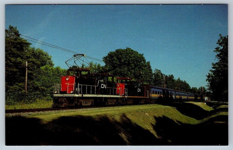 CN Electric Locomotives, VIA Rail Train, 1991, Laval Links, Quebec, Postcard
