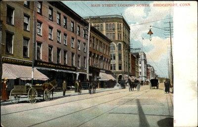 Bridgeport CT Main Street Scene c1900 Postcard