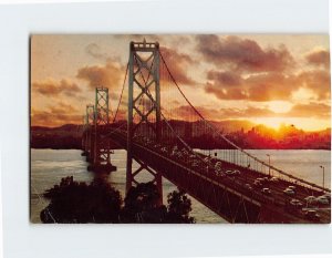 Postcard San Francisco-Oakland Bay Bridge at Sunset California USA North America