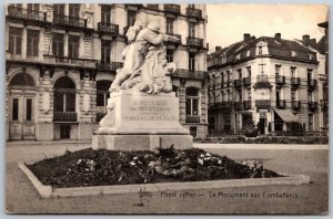 Vtg Heyst Sur Mer Belgium Le Monument aux Combattants Statue 1910s Postcard