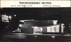 Detroit MI Michigan Thunderbird Motel West Fort St. Postcard