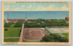 Postcard VA Virginia Beach Cavalier Hotel Pony Track Tennis Court Beach Club S18
