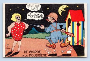 German Military Comic Powder Guard Distraction UNP DB Postcard Q10