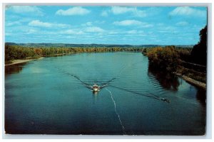 1965 Looking Downstream From The High Bridge Boat Red Wing Minnesota MN Postcard