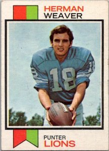 1973 Topps Football Card Herman Weaver Detroit Lions sk2642