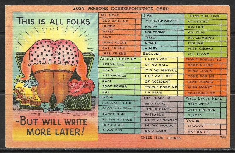 Humour - Busy Person's Correspondence Card - [MX-424]