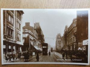 Merseyside LIVERPOOL Church Street showing Trams c1924 RP by Valentine 94295